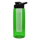 a transparent green bottle & black lid & frost infuser the flair - 26 oz transparent tritan(tm) bottle with drink thru lid and large infuser