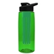 a transparent green bottle & black lid & green infuser the flair - 26 oz transparent tritan(tm) bottle with drink thru lid and large infuser