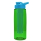 a transparent green bottle & cyan lid & green infuser the flair - 26 oz transparent tritan(tm) bottle with drink thru lid and large infuser