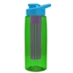 a transparent green bottle & cyan lid & violet infuser the flair - 26 oz transparent tritan(tm) bottle with drink thru lid and large infuser