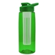 a transparent green bottle & green lid & frost infuser the flair - 26 oz transparent tritan(tm) bottle with drink thru lid and large infuser