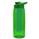 a transparent green bottle & green lid & green infuser the flair - 26 oz transparent tritan(tm) bottle with drink thru lid and large infuser