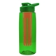 a transparent green bottle & green lid & red infuser the flair - 26 oz transparent tritan(tm) bottle with drink thru lid and large infuser