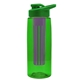 a transparent green bottle & green lid & violet infuser the flair - 26 oz transparent tritan(tm) bottle with drink thru lid and large infuser