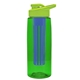 a transparent green bottle & lime green lid & blue infuser the flair - 26 oz transparent tritan(tm) bottle with drink thru lid and large infuser