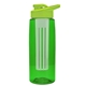 a transparent green bottle & lime green lid & frost infuser the flair - 26 oz transparent tritan(tm) bottle with drink thru lid and large infuser