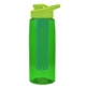a transparent green bottle & lime green lid & green infuser the flair - 26 oz transparent tritan(tm) bottle with drink thru lid and large infuser
