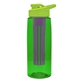 a transparent green bottle & lime green lid & violet infuser the flair - 26 oz transparent tritan(tm) bottle with drink thru lid and large infuser