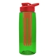 a transparent green bottle & red lid & red infuser the flair - 26 oz transparent tritan(tm) bottle with drink thru lid and large infuser