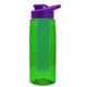 a transparent green bottle & violet lid & green infuser the flair - 26 oz transparent tritan(tm) bottle with drink thru lid and large infuser