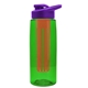 a transparent green bottle & violet lid & red infuser the flair - 26 oz transparent tritan(tm) bottle with drink thru lid and large infuser