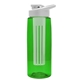 a transparent green bottle & white lid & frost infuser the flair - 26 oz transparent tritan(tm) bottle with drink thru lid and large infuser