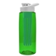 a transparent green bottle & white lid & green infuser the flair - 26 oz transparent tritan(tm) bottle with drink thru lid and large infuser