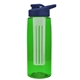a transparent green bottle & navy blue lid & frost infuser the flair - 26 oz transparent tritan(tm) bottle with drink thru lid and large infuser