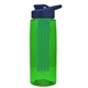 a transparent green bottle & navy blue lid & green infuser the flair - 26 oz transparent tritan(tm) bottle with drink thru lid and large infuser