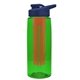 a transparent green bottle & navy blue lid & red infuser the flair - 26 oz transparent tritan(tm) bottle with drink thru lid and large infuser