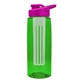 a transparent green bottle & pink lid & frost infuser the flair - 26 oz transparent tritan(tm) bottle with drink thru lid and large infuser
