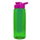 a transparent green bottle & pink lid & green infuser the flair - 26 oz transparent tritan(tm) bottle with drink thru lid and large infuser