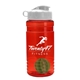 a red bottle & white lid & green mixing ball groove 20 oz tritan(tm) shaker bottle with flip lid and mixing ball