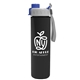 a clear with black liner bottle & gray with blue cap lid the chiller - 16 oz double wall insulated bottle with quick snap lid