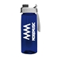 a transparent navy blue bottle & gray with black cap lid the flair - 26 oz transparent tritan(tm) bottle with quick snap lid