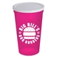 a white lid & translucent neon pink cup 22 oz stadium cup with no - hole cover