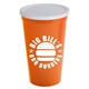 a white lid & bright orange cup 22 oz stadium cup with no - hole cover