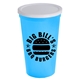 a white lid & cyan cup 22 oz stadium cup with no - hole cover