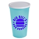 a white lid & bright blue cup 22 oz stadium cup with no - hole cover