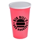 a white lid & bright pink cup 22 oz stadium cup with no - hole cover