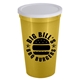 a white lid & metallic gold cup 22 oz stadium cup with no - hole cover