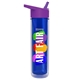 a violet lid & transparent blue bottle the chiller - 16 oz double wall insulated bottle with flip straw lid and digital imprint