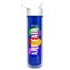 a white lid & transparent blue bottle the chiller - 16 oz double wall insulated bottle with flip straw lid and digital imprint
