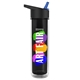 a black with blue spout lid & transparent smoke bottle the chiller - 16 oz double wall insulated bottle with flip straw lid and digital imprint