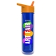 a orange lid & transparent blue bottle the chiller - 16 oz double wall insulated bottle with flip straw lid and digital imprint