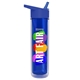 a royal blue lid & transparent blue bottle the chiller - 16 oz double wall insulated bottle with flip straw lid and digital imprint