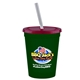 a dark green cup & translucent red lid & frost straw 16 oz stadium tumbler cup with lid straw - digital