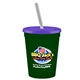a dark green cup & translucent violet lid & frost straw 16 oz stadium tumbler cup with lid straw - digital