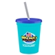 a bright blue cup & translucent blue lid & frost straw 16 oz stadium tumbler cup with lid straw - digital