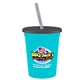 a bright blue cup & transparent smoke lid & frost straw 16 oz stadium tumbler cup with lid straw - digital