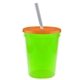 a translucent neon green cup & translucent orange lid & frost straw 16 oz stadium tumbler cup with lid straw - digital