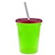 a translucent neon green cup & translucent red lid & frost straw 16 oz stadium tumbler cup with lid straw - digital
