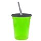 a translucent neon green cup & transparent smoke lid & frost straw 16 oz stadium tumbler cup with lid straw - digital