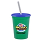a turquoise cup & translucent blue lid & frost straw 16 oz stadium tumbler cup with lid straw - digital