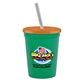 a turquoise cup & translucent orange lid & frost straw 16 oz stadium tumbler cup with lid straw - digital
