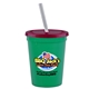 a turquoise cup & translucent red lid & frost straw 16 oz stadium tumbler cup with lid straw - digital