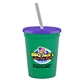 a turquoise cup & translucent violet lid & frost straw 16 oz stadium tumbler cup with lid straw - digital