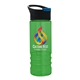 a black with blue flip tab lid & transparent green bottle salute - 24 oz bottle with pop - up sip lid - digital