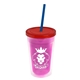 a translucent pink bottle & translucent red lid & translucent blue straw 16 oz double - wall insulated transparent tumbler