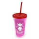 a translucent pink bottle & translucent red lid & translucent red straw 16 oz double - wall insulated transparent tumbler